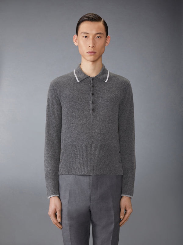 BROWNE 65 ジャージー インターシャ カシミヤ 長袖ポロシャツ - image 1