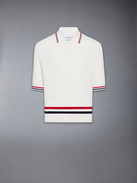 FLOAT RIPPLE STITCH RWB STRIPE POLO WHITE