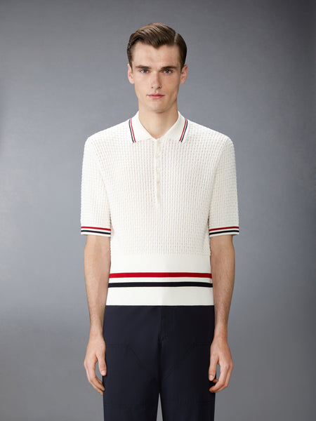 FLOAT RIPPLE STITCH RWB STRIPE POLO WHITE