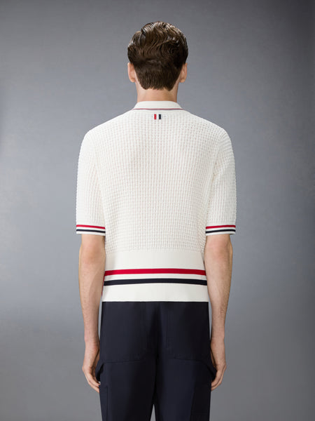 FLOAT RIPPLE STITCH RWB STRIPE POLO WHITE