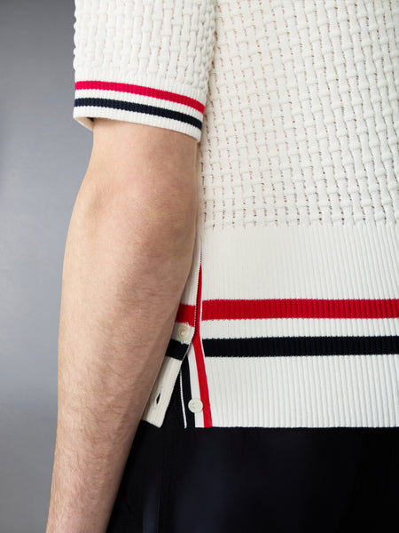FLOAT RIPPLE STITCH RWB STRIPE POLO WHITE