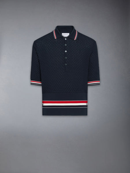 FLOAT RIPPLE STITCH RWB STRIPE POLO NAVY