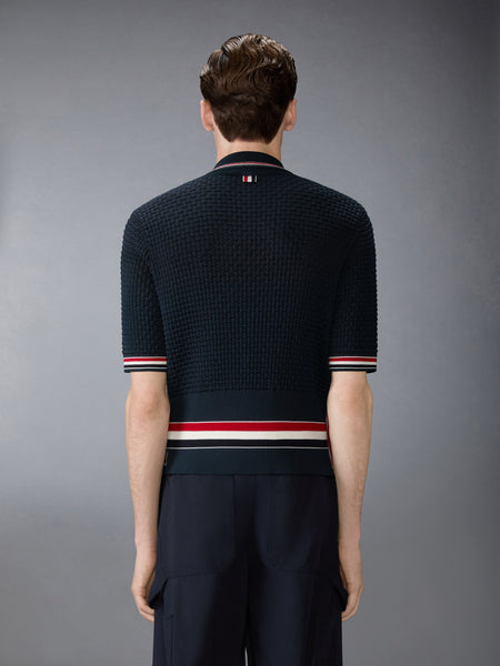 FLOAT RIPPLE STITCH RWB STRIPE POLO NAVY