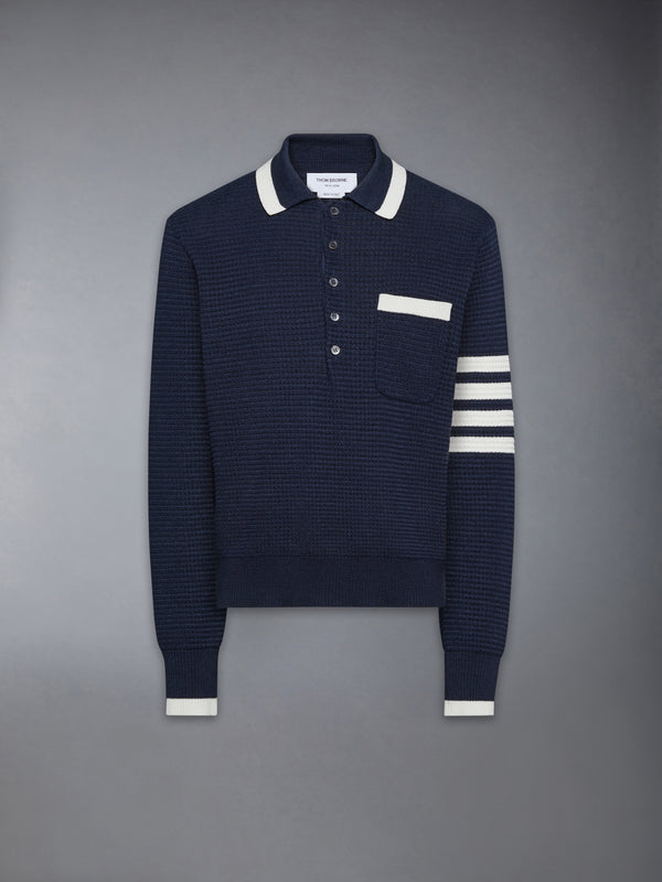 TEXTURED STITCH 4-BAR RELAXED LONG SLEEVE POLO - featured image