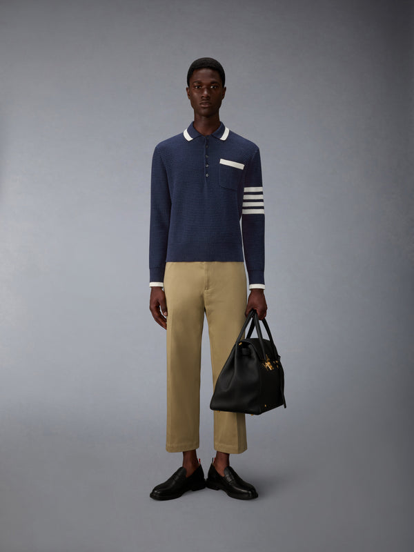 TEXTURED STITCH 4-BAR RELAXED LONG SLEEVE POLO - image 3