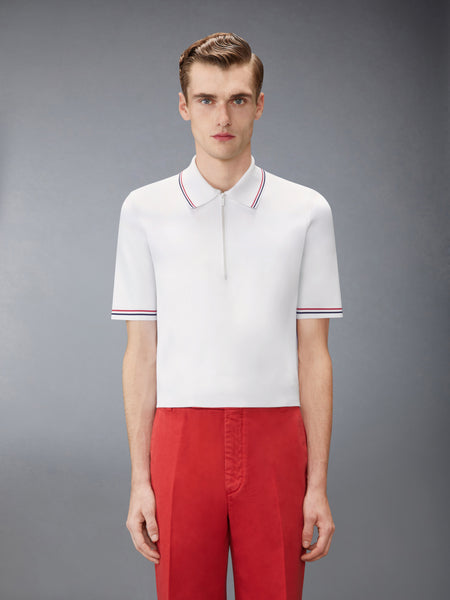 BROWNE 65 INTARSIA ZIP POLO WHITE