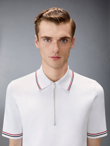 BROWNE 65 INTARSIA ZIP POLO WHITE