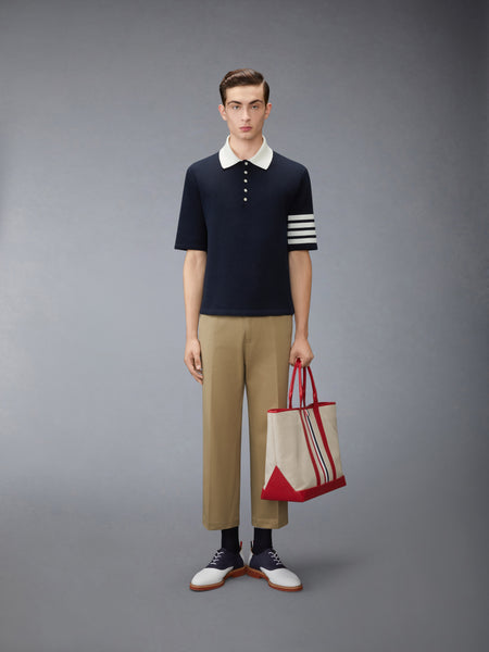 CREST INTARSIA JACQUARD 4-BAR RUGBY FIT POLO NAVY