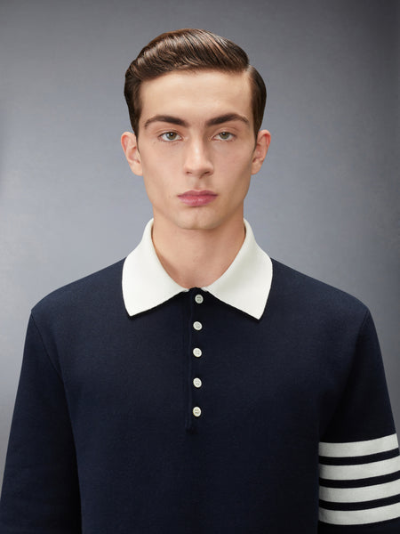 CREST INTARSIA JACQUARD 4-BAR RUGBY FIT POLO NAVY