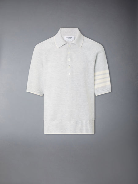LINEN COTTON 4-BAR RELAXED FIT POLO PALE GREY