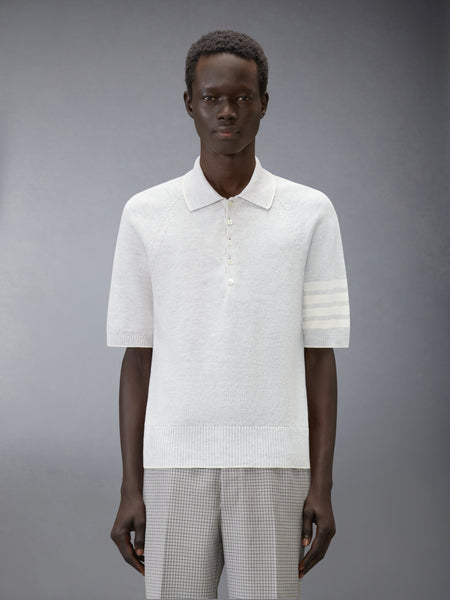 LINEN COTTON 4-BAR RELAXED FIT POLO PALE GREY