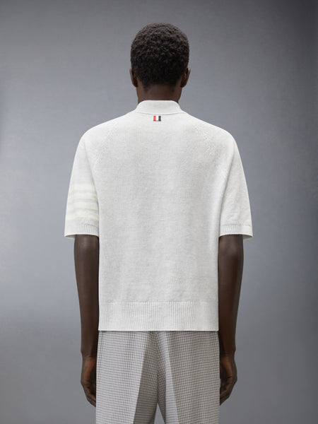LINEN COTTON 4-BAR RELAXED FIT POLO PALE GREY