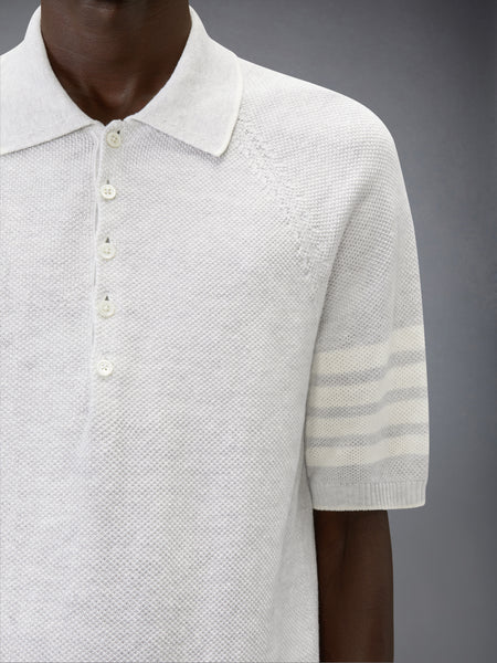LINEN COTTON 4-BAR RELAXED FIT POLO PALE GREY
