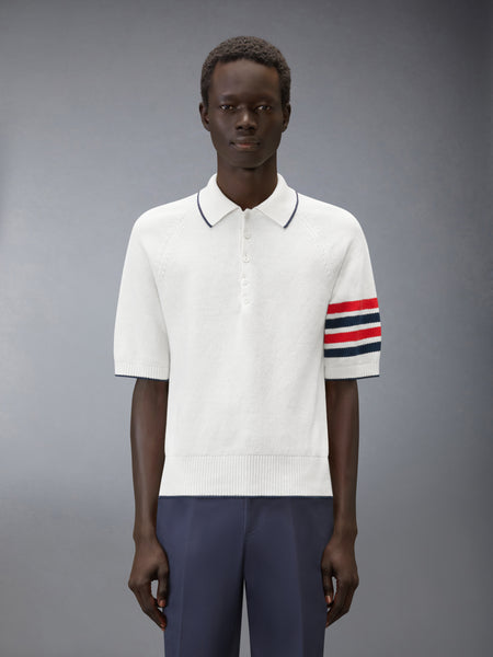 LINEN COTTON 4-BAR RELAXED FIT POLO 白