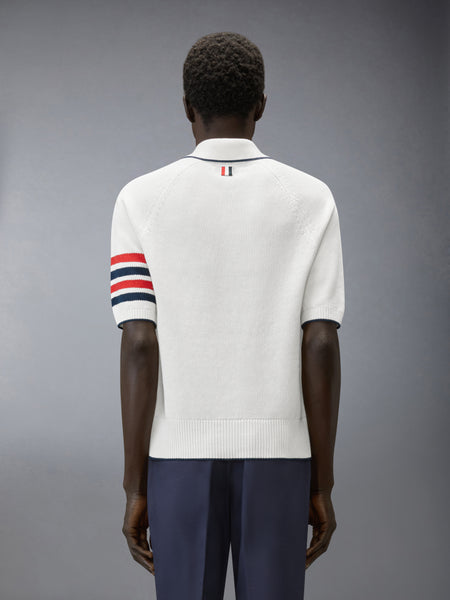 LINEN COTTON 4-BAR RELAXED FIT POLO 白