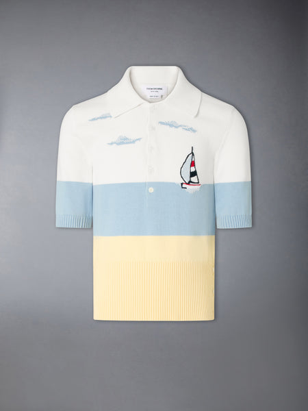 NANTUCKET SCENIC JERSEY POLO WHITE