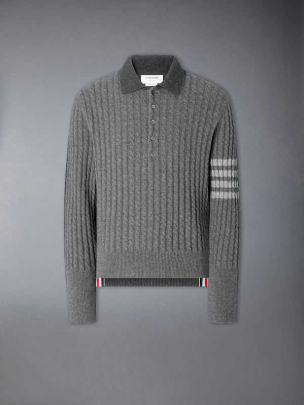 BABY CABLE STITCH 4-BAR LONG SLEEVE POLO - featured image