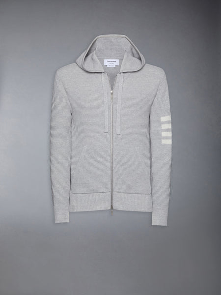 LINEN COTTON 4-BAR RELAXED FIT HOODIE LT GREY