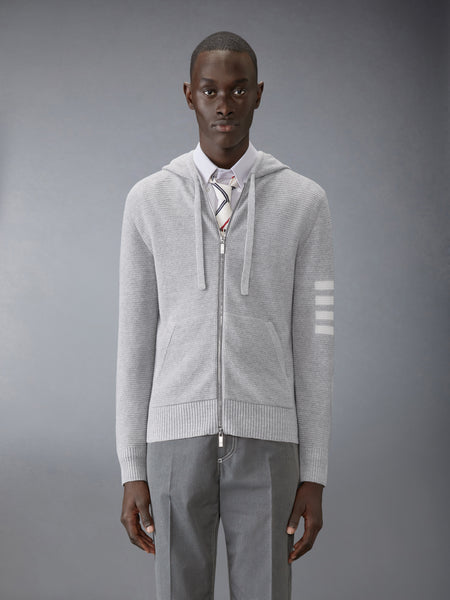 LINEN COTTON 4-BAR RELAXED FIT HOODIE LT GREY