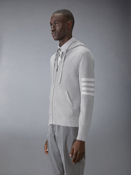 LINEN COTTON 4-BAR RELAXED FIT HOODIE LT GREY