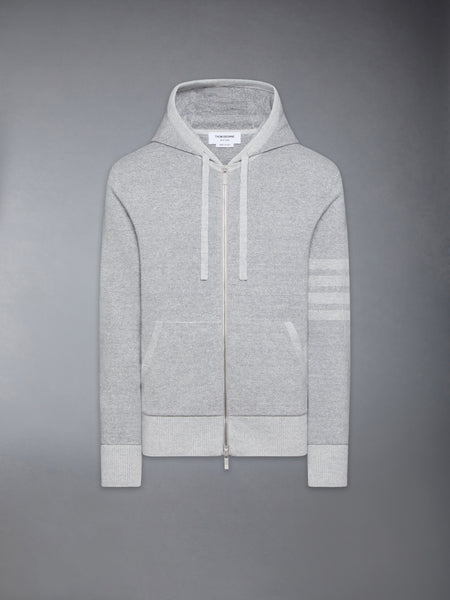 TEXTURED STRIPED STITCH 4-BAR RELAXED FIT HOODIE TONAL GREY