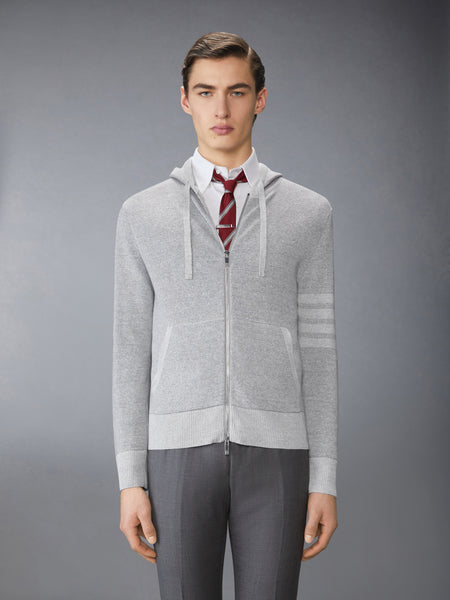 TEXTURED STRIPED STITCH 4-BAR RELAXED FIT HOODIE TONAL GREY