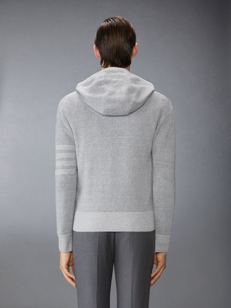 TEXTURED STRIPED STITCH 4-BAR RELAXED FIT HOODIE TONAL GREY