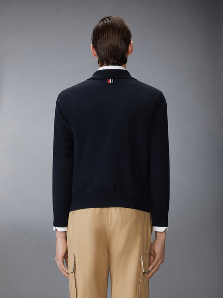MERINO WOOL DOUBLE FACE 4-BAR ZIP UP CARDIGAN NAVY