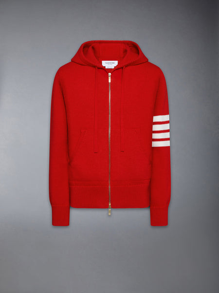 HECTOR INTARSIA MERINO ZIP UP HOODIE RED