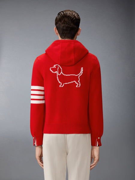HECTOR INTARSIA MERINO ZIP UP HOODIE RED