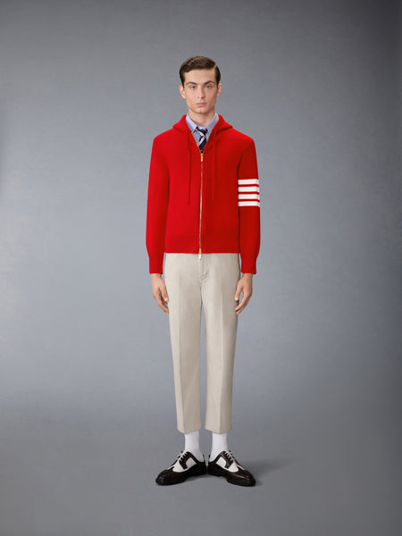 HECTOR INTARSIA MERINO ZIP UP HOODIE RED
