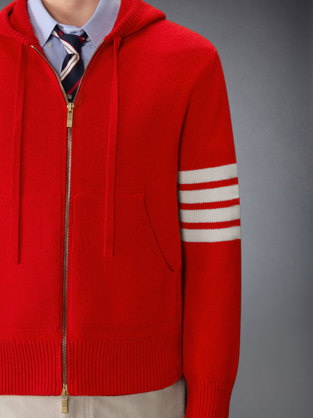 HECTOR INTARSIA MERINO ZIP UP HOODIE RED
