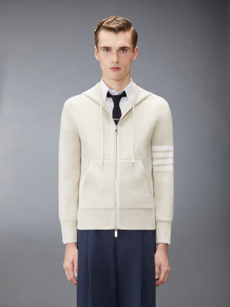 MILANO STITCH 4-BAR ZIP UP HOODIE BEIGE