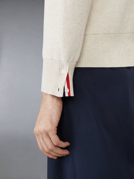 MILANO STITCH 4-BAR ZIP UP HOODIE BEIGE