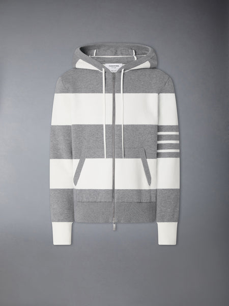 HECTOR 4-BAR RUGBY ZIP UP HOODIE LT GREY