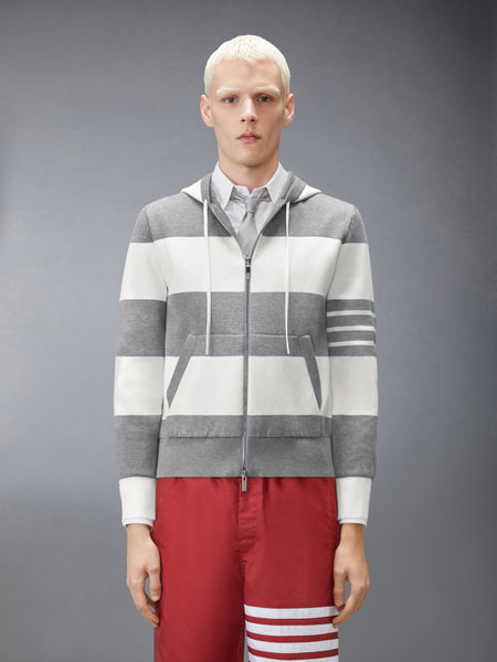 HECTOR 4-BAR RUGBY ZIP UP HOODIE LT GREY