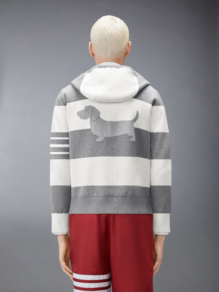 HECTOR 4-BAR RUGBY ZIP UP HOODIE LT GREY