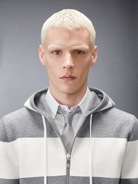 HECTOR 4-BAR RUGBY ZIP UP HOODIE LT GREY