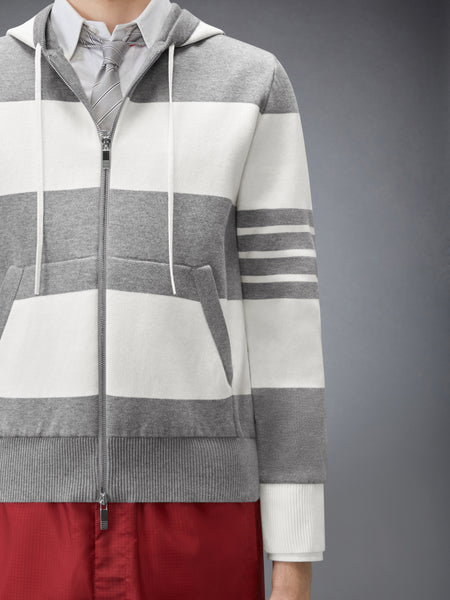 HECTOR 4-BAR RUGBY ZIP UP HOODIE LT GREY