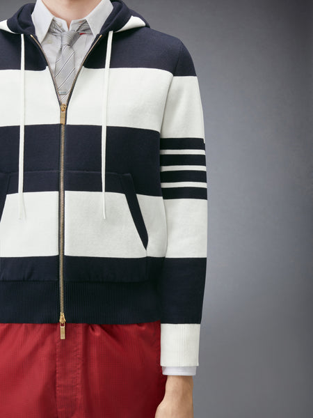 HECTOR 4-BAR RUGBY ZIP UP HOODIE NAVY