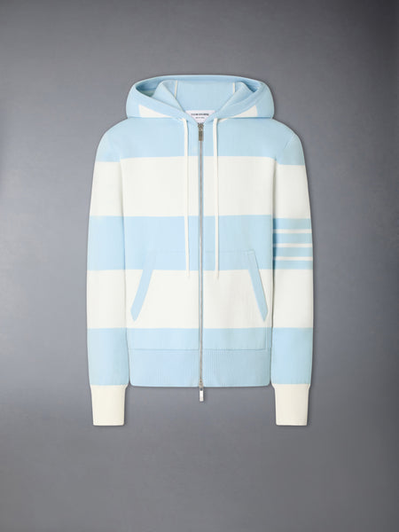 HECTOR 4-BAR RUGBY ZIP UP HOODIE LIGHT BLU