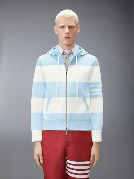 HECTOR 4-BAR RUGBY ZIP UP HOODIE LIGHT BLU