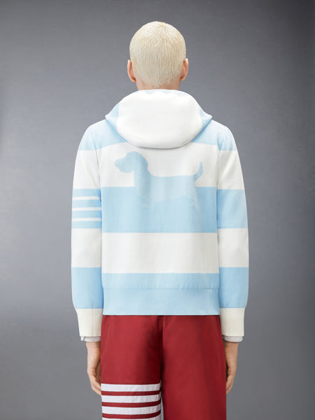 HECTOR 4-BAR RUGBY ZIP UP HOODIE LIGHT BLU