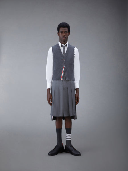 CLASSIC CASHMERE 4-BAR V-NECK CARDIGAN VEST DARK GREY