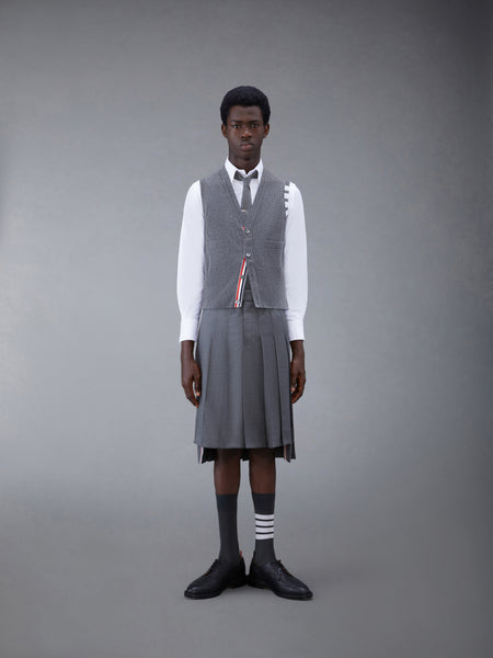 CLASSIC CASHMERE 4-BAR V-NECK CARDIGAN VEST MED GREY
