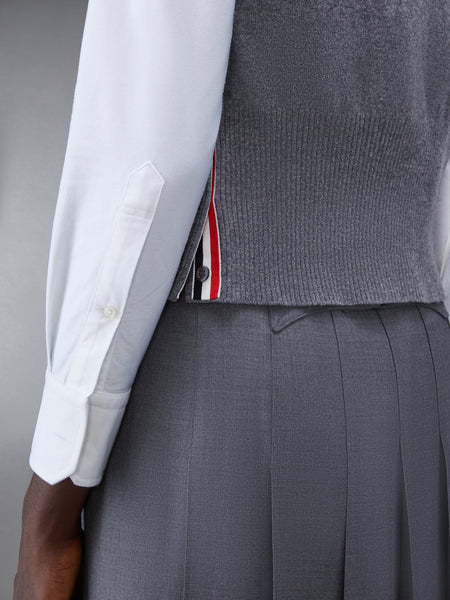 CLASSIC CASHMERE 4-BAR V-NECK CARDIGAN VEST MED GREY
