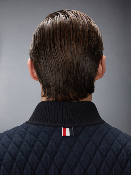 MERINO WOOL INTARSIA JACQUARD WORK VEST NAVY