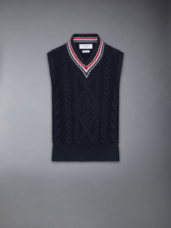 ARAN CABLE STITCH MERINO WOOL VEST - featured image