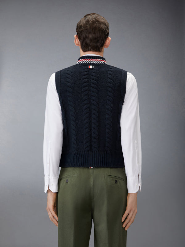 ARAN CABLE STITCH MERINO WOOL VEST - image 2