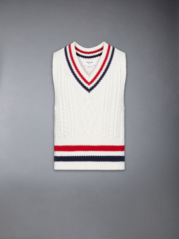 CHUNKY CASHMERE RWB STRIPE VEST - featured image
